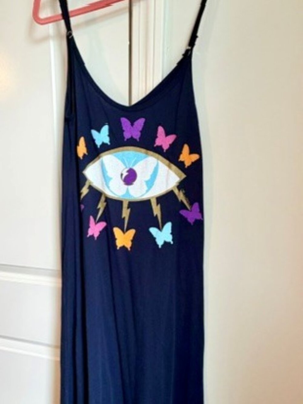 NWOT - Lauren Moshi Berna Butterfly Eye Maxi Dress in navy.